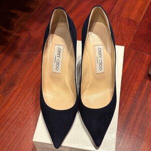 Jimmy Choo Classic Navy Suede Heels